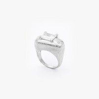 Supernova Silver Ring w/ white stone