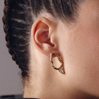 Mini gold branch earrings