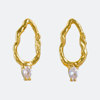 Mini gold branch earrings